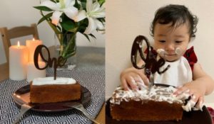 １歳のお誕生日の祝い方。スマッシュケーキ。