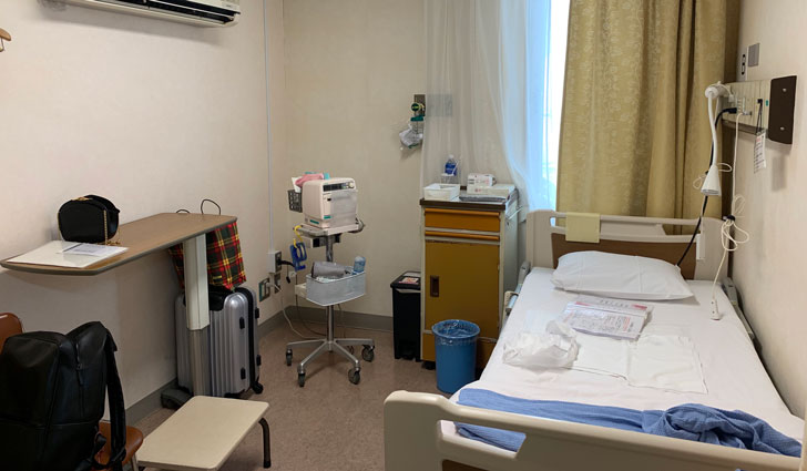 東京衛生病院の無痛分娩の記録。分娩予備室の様子。